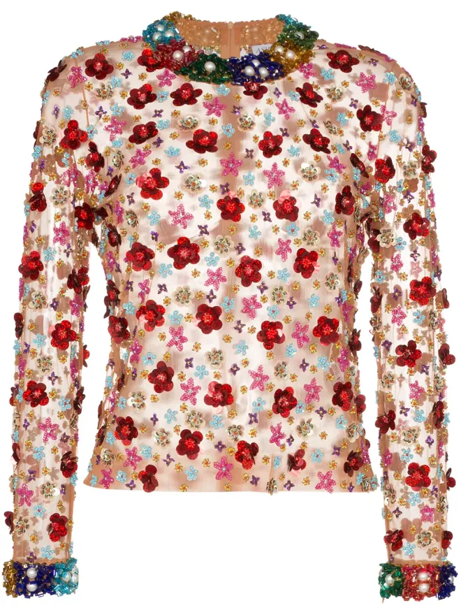 Ashish Ashish beaded floral top - MULTIの商品画像
