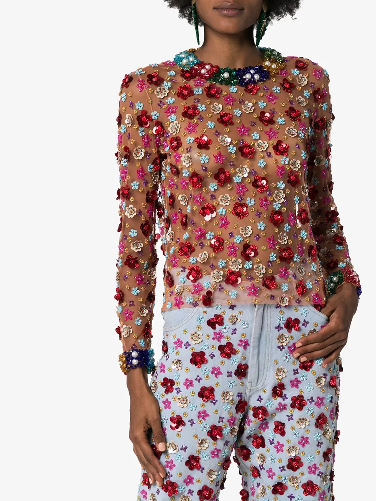Ashish beaded floral top - MULTI - 画像3