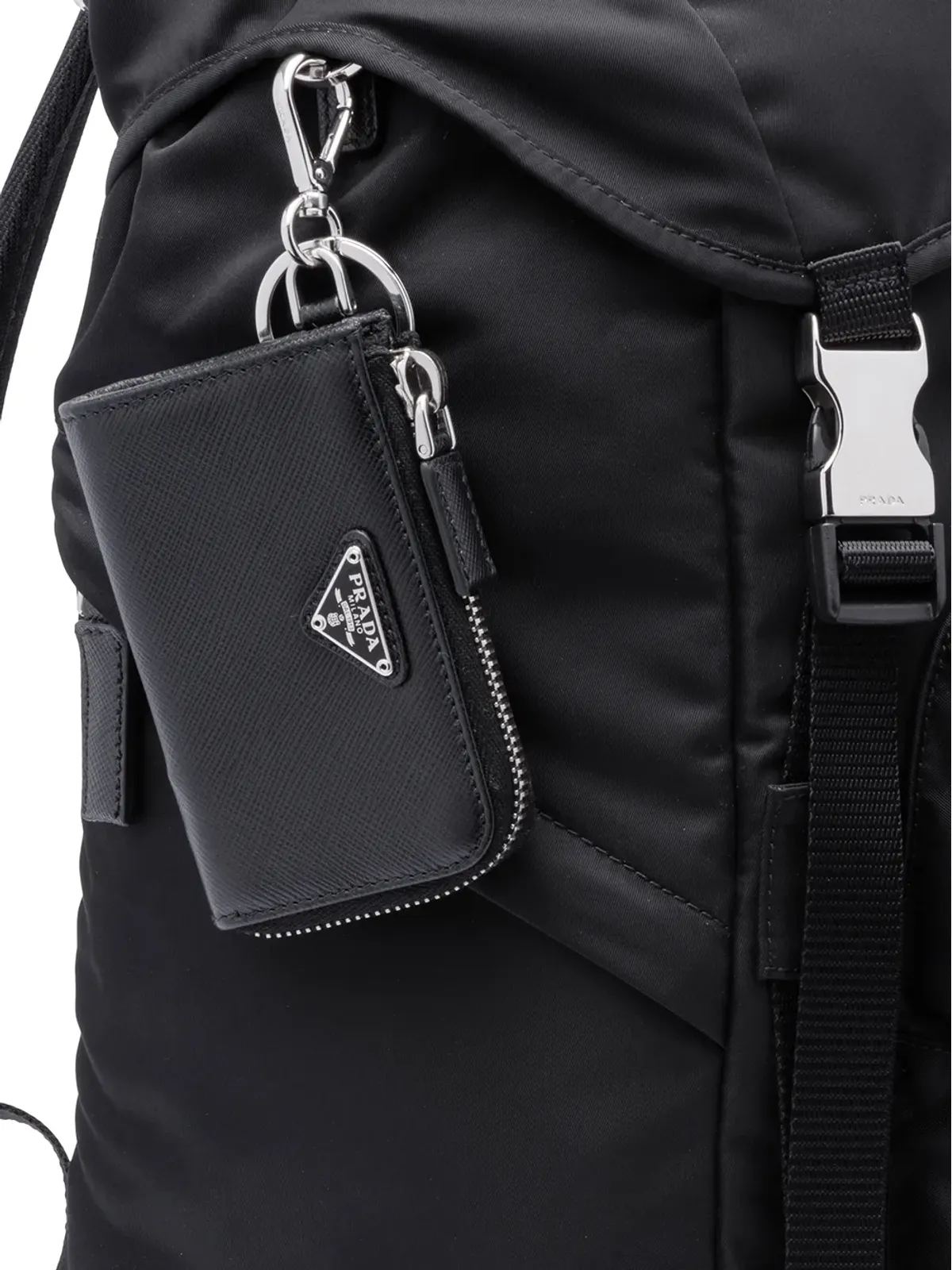 Prada レザー ポーチ型キーチェーンウォレット - 画像3