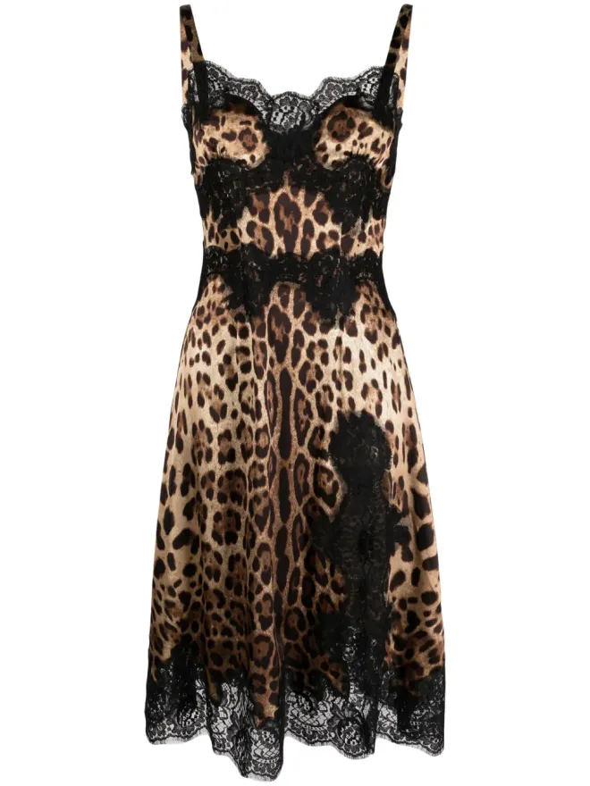 Dolce & Gabbana Dolce & Gabbana レオパード柄サテン・スリップドレスの商品画像