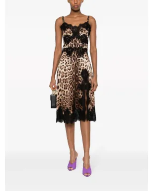 Dolce & Gabbana レオパード柄サテン・スリップドレス - サムネイル2