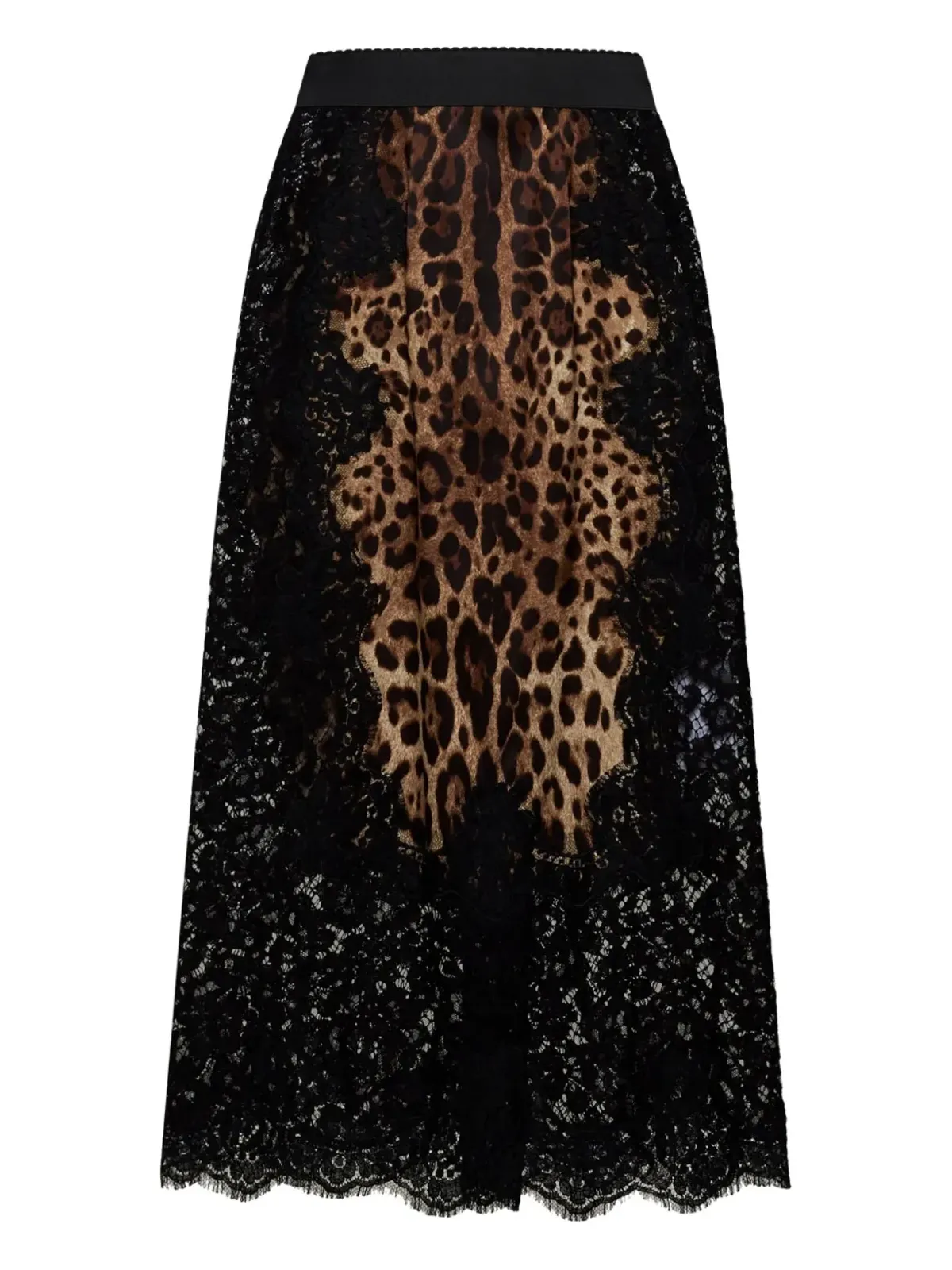 Dolce & Gabbana レオパード柄サテンミディスカート - 画像1