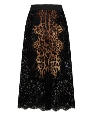 Dolce & Gabbana レオパード柄サテンミディスカート - サムネイル1