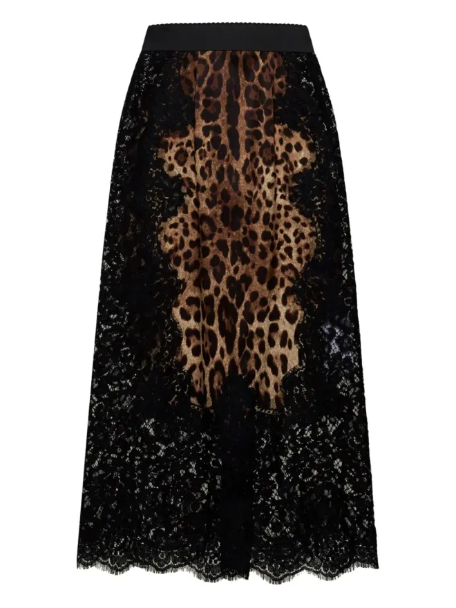 Dolce & Gabbana Dolce & Gabbana レオパード柄サテンミディスカートの商品画像
