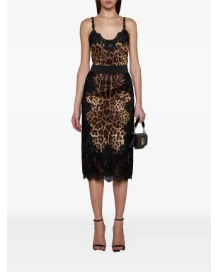 Dolce & Gabbana レオパード柄サテンミディスカート - サムネイル2