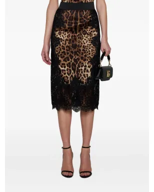 Dolce & Gabbana レオパード柄サテンミディスカート - サムネイル3
