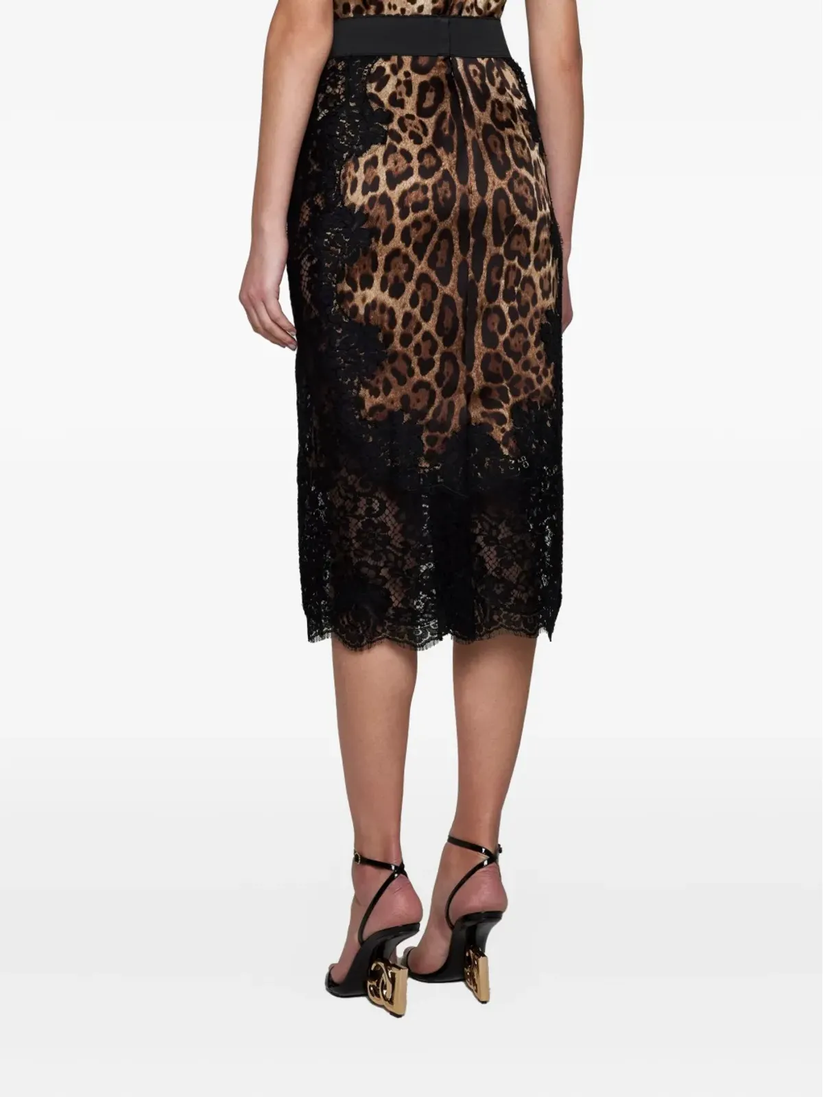 Dolce & Gabbana レオパード柄サテンミディスカート - 画像4