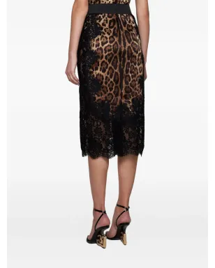 Dolce & Gabbana レオパード柄サテンミディスカート - サムネイル4