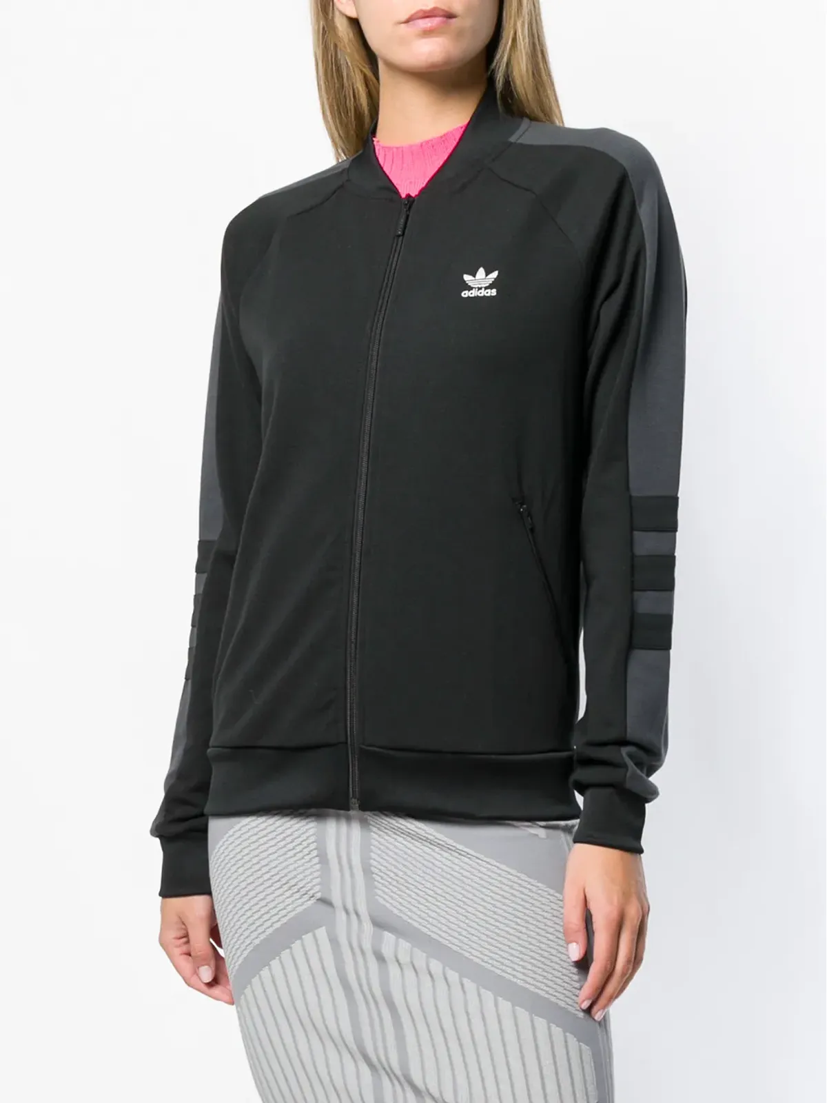 adidas ストライプディテール トラックジャケット ブラック - 画像3