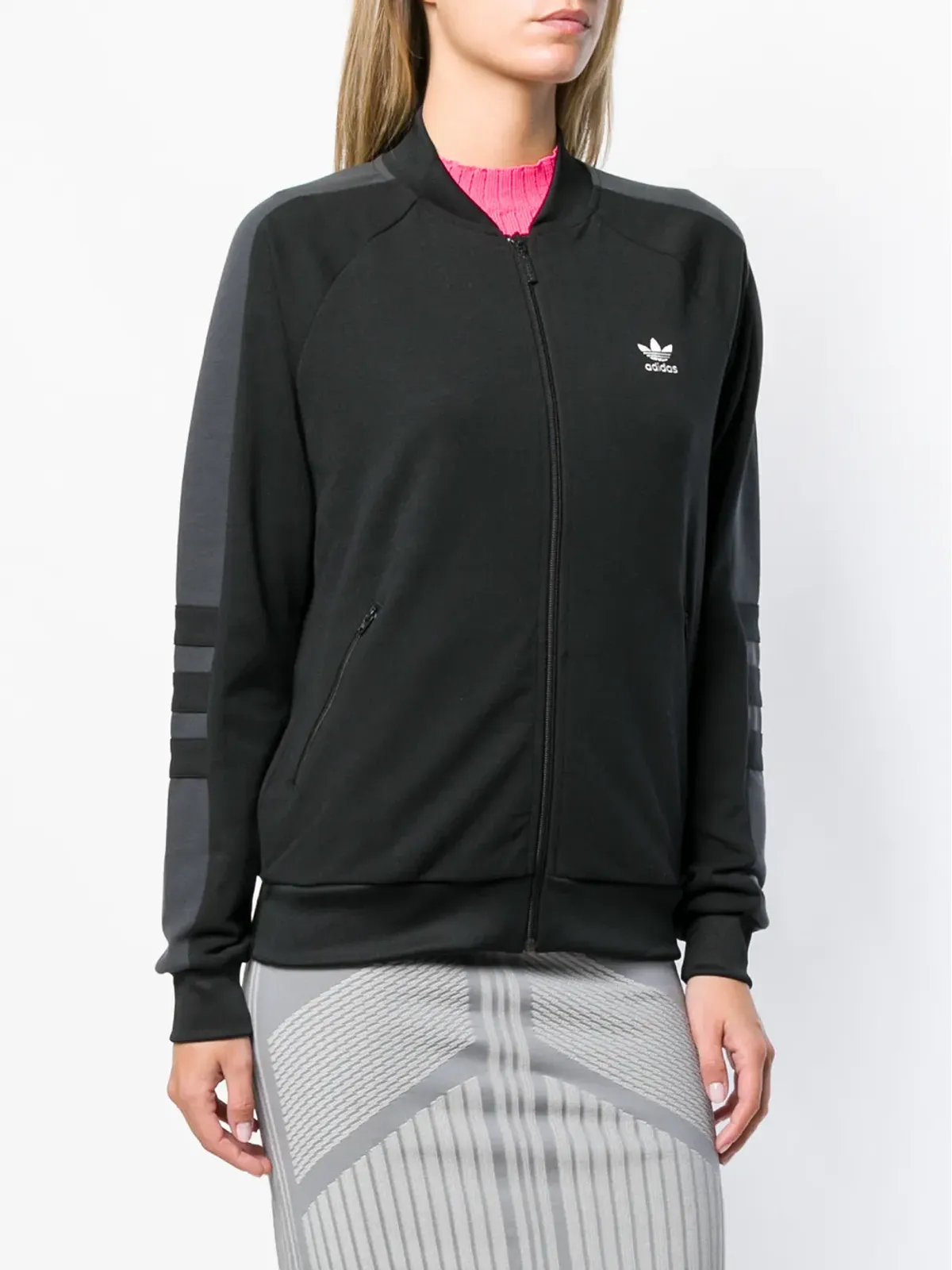 adidas ストライプディテール トラックジャケット ブラック - 画像4