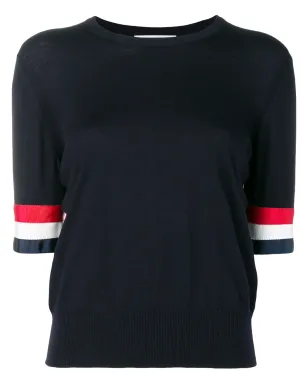 Thom Browne RWBカフ フィンメリノTシャツ - ブルー - サムネイル1