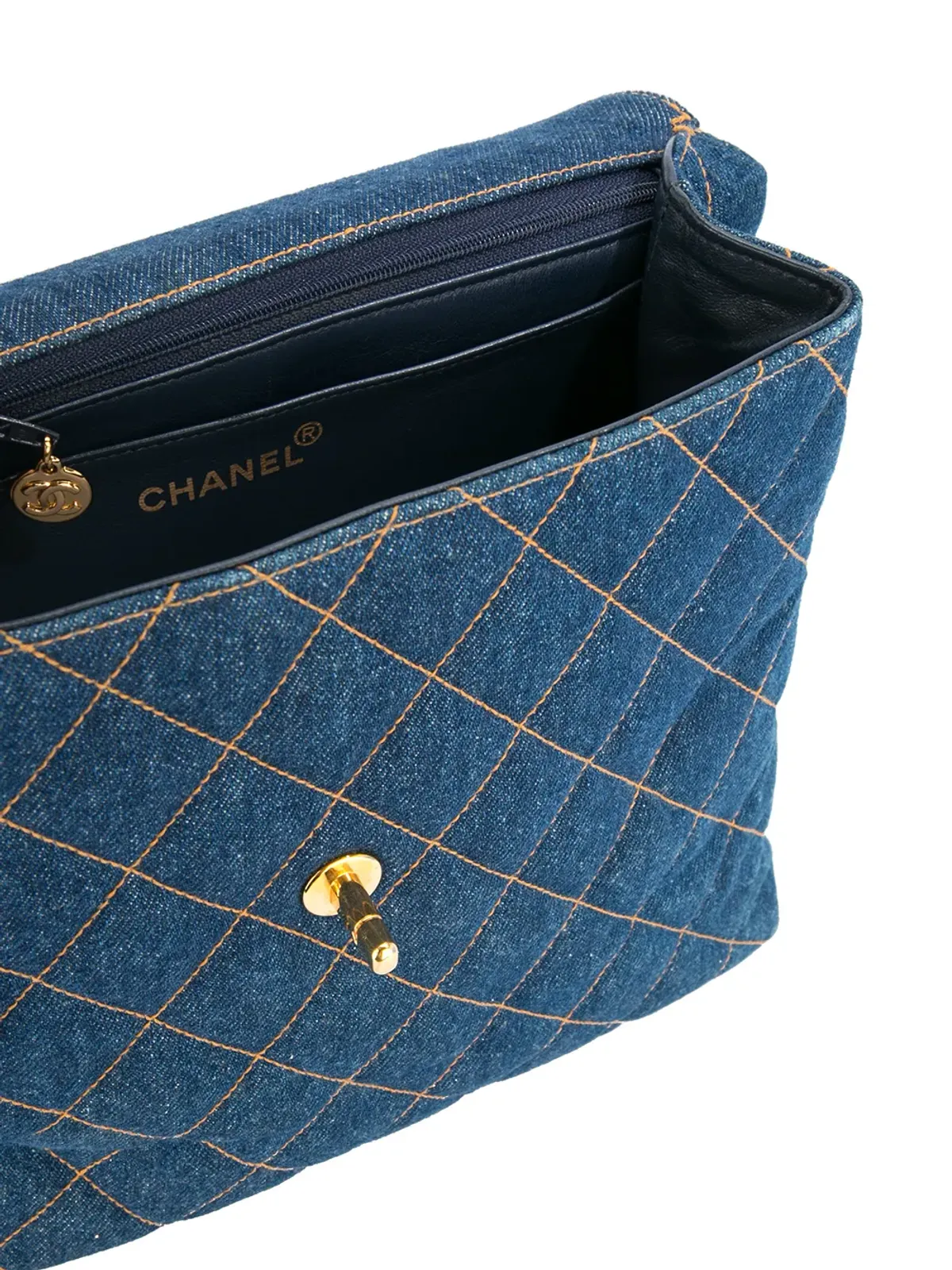 CHANEL ビンテージ ダイヤモンドキルト デニム トートバッグ - ブルー - 画像5