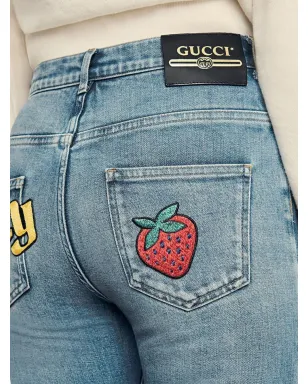 Gucci ロゴプリントデニムジーンズ - サムネイル5