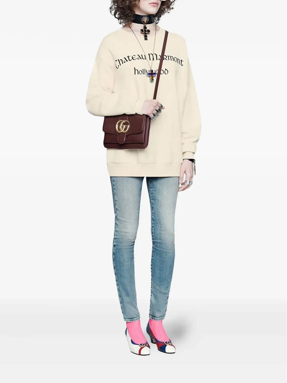 Gucci ロゴプリントデニムジーンズ - 画像2