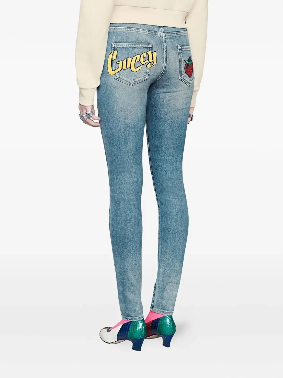 Gucci ロゴプリントデニムジーンズ - 画像4