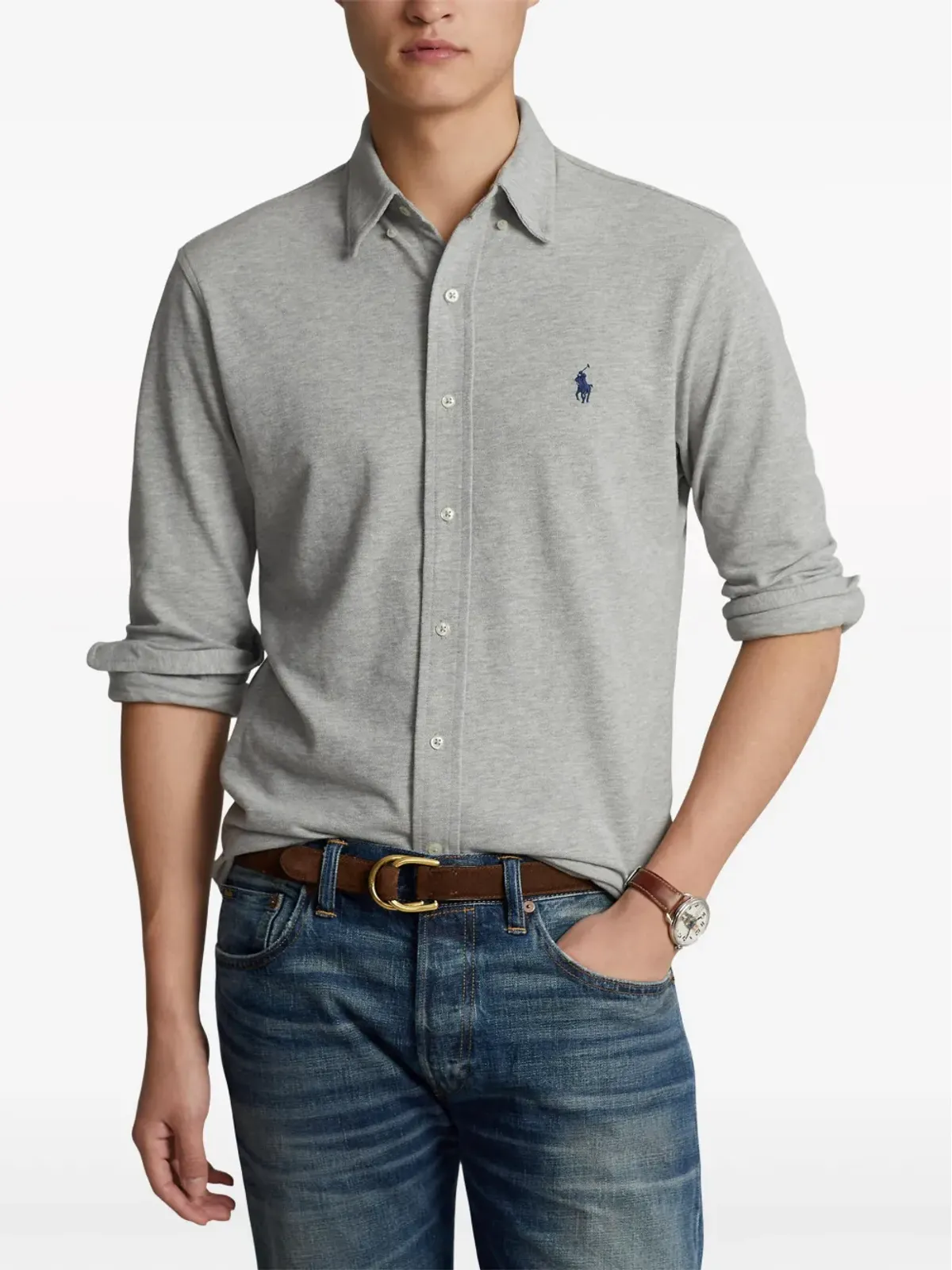 Polo Ralph Lauren ロゴ刺繍ボタンダウンシャツ - グレー - 画像3