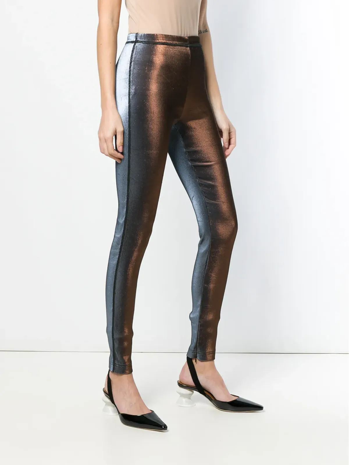 Jean Paul Gaultier ビンテージ 1993 シャインエフェクト レギンス ブルー - 画像3