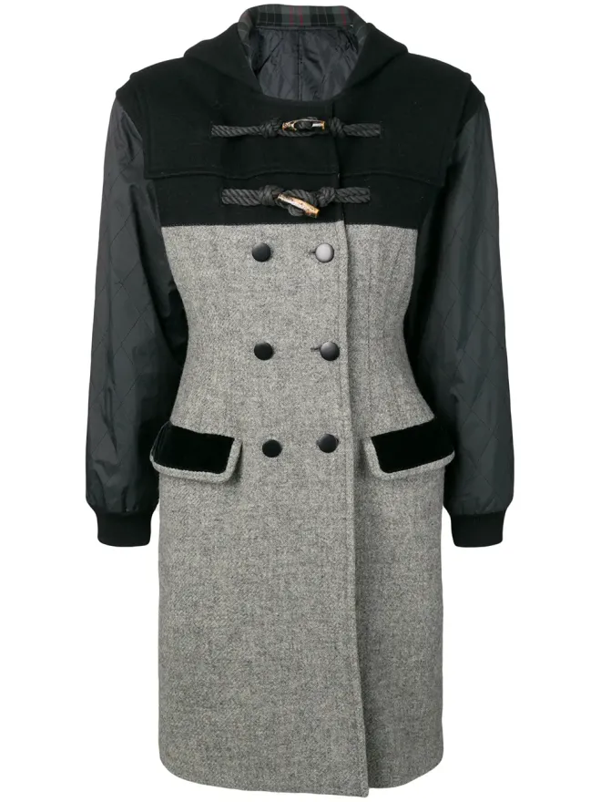 Jean Paul Gaultier Pre-Owned Jean Paul Gaultier Pre-Owned フ hooded double-breasted coat - グレーの商品画像