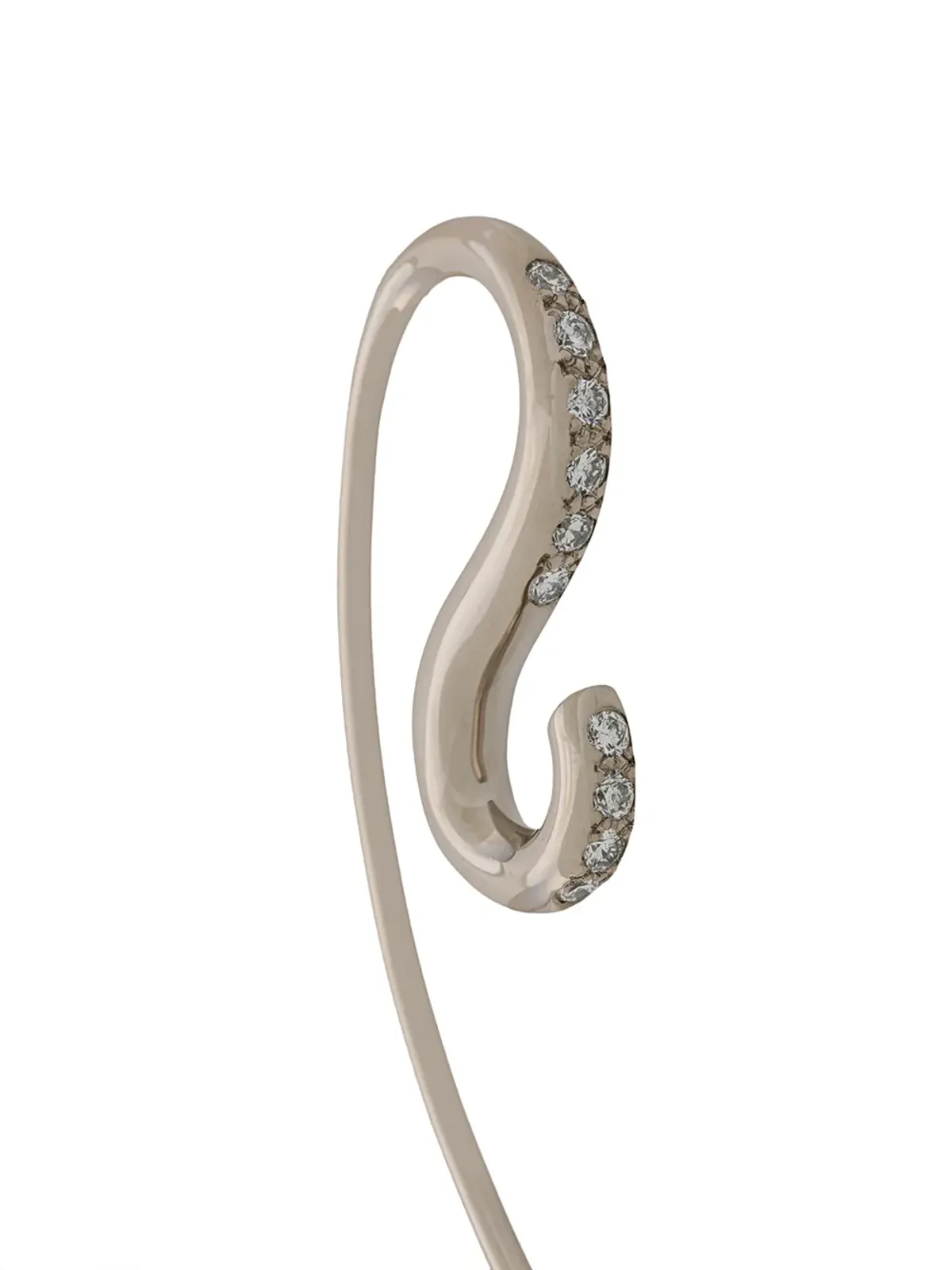Charlotte Chesnais 18ktホワイトゴールド プチフック ダイヤモンド 片耳ピアス - 画像3