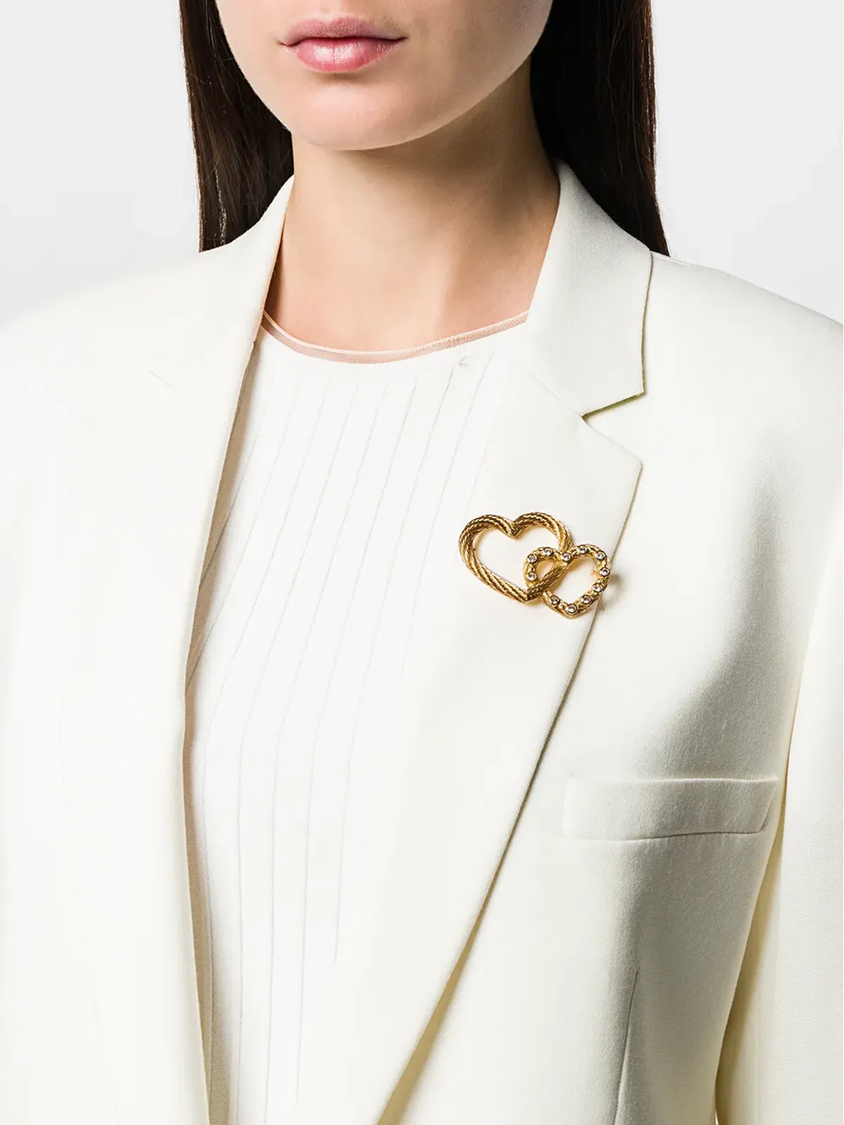 Christian Dior ビンテージ 1970年代 リンクドハーツ ブローチ - ゴールド - 画像2