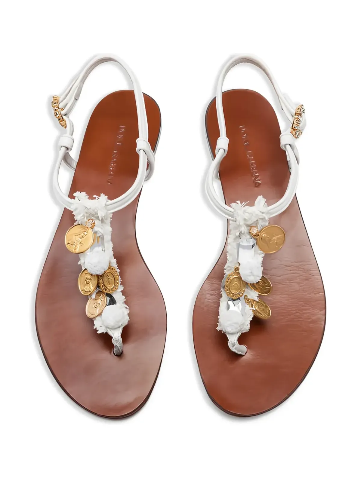 Dolce & Gabbana ビーズ装飾サンダル（ホワイト） - 画像3