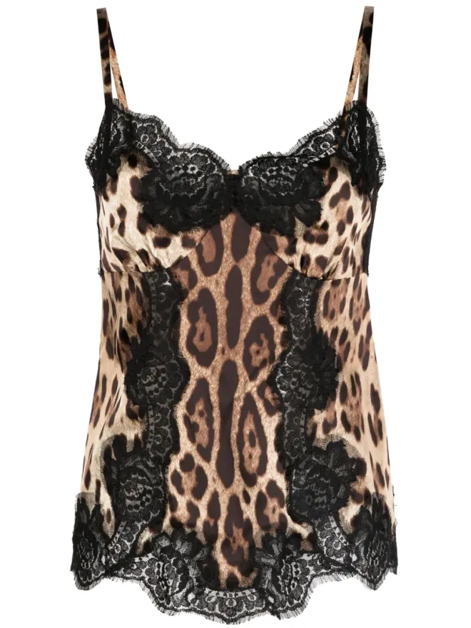 Dolce & Gabbana Dolce & Gabbana ヒョウ柄サテンキャミソールトップの商品画像