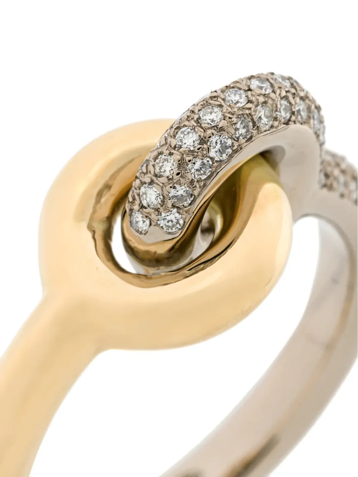 Charlotte Chesnais 18kt イエローゴールドとホワイトゴールド Maxi Twin パヴェ ダイヤモンド リング - 画像3