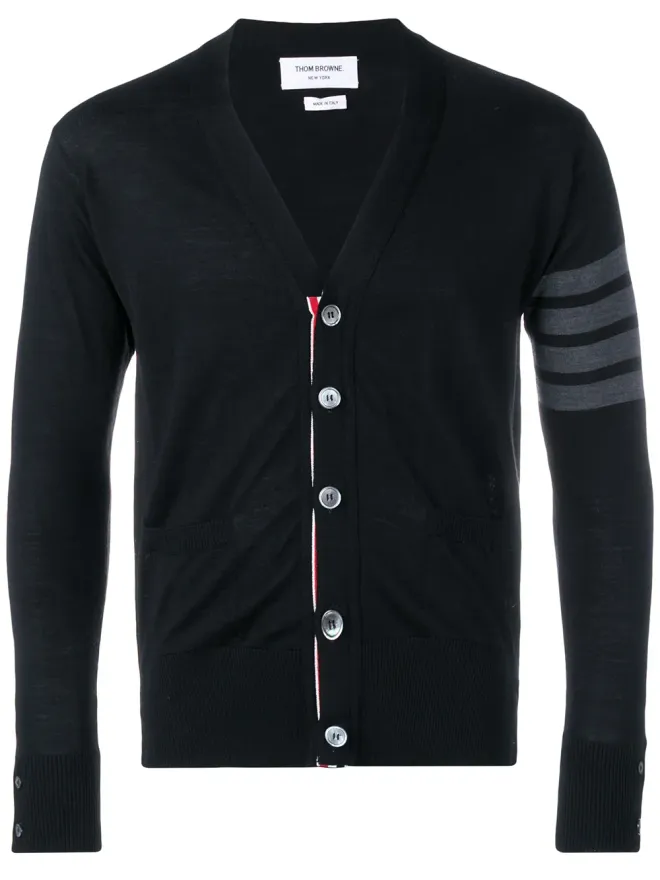 Thom Browne Thom Browne ファインメリノウール Vネック カーディガン - ブラックの商品画像