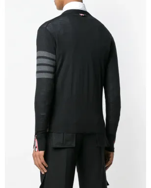 Thom Browne ファインメリノウール Vネック カーディガン - ブラック - サムネイル4