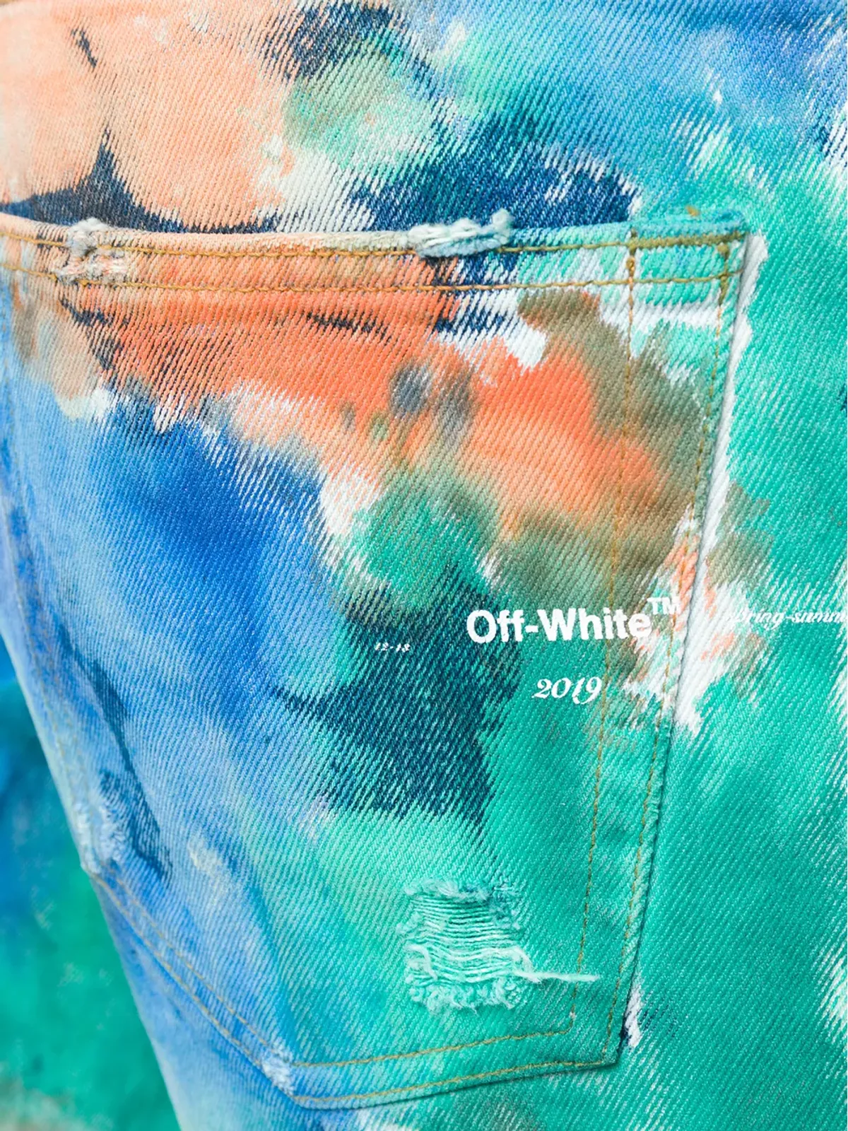 Off-White ペイントスプラッター加工ジーンズ - 画像5