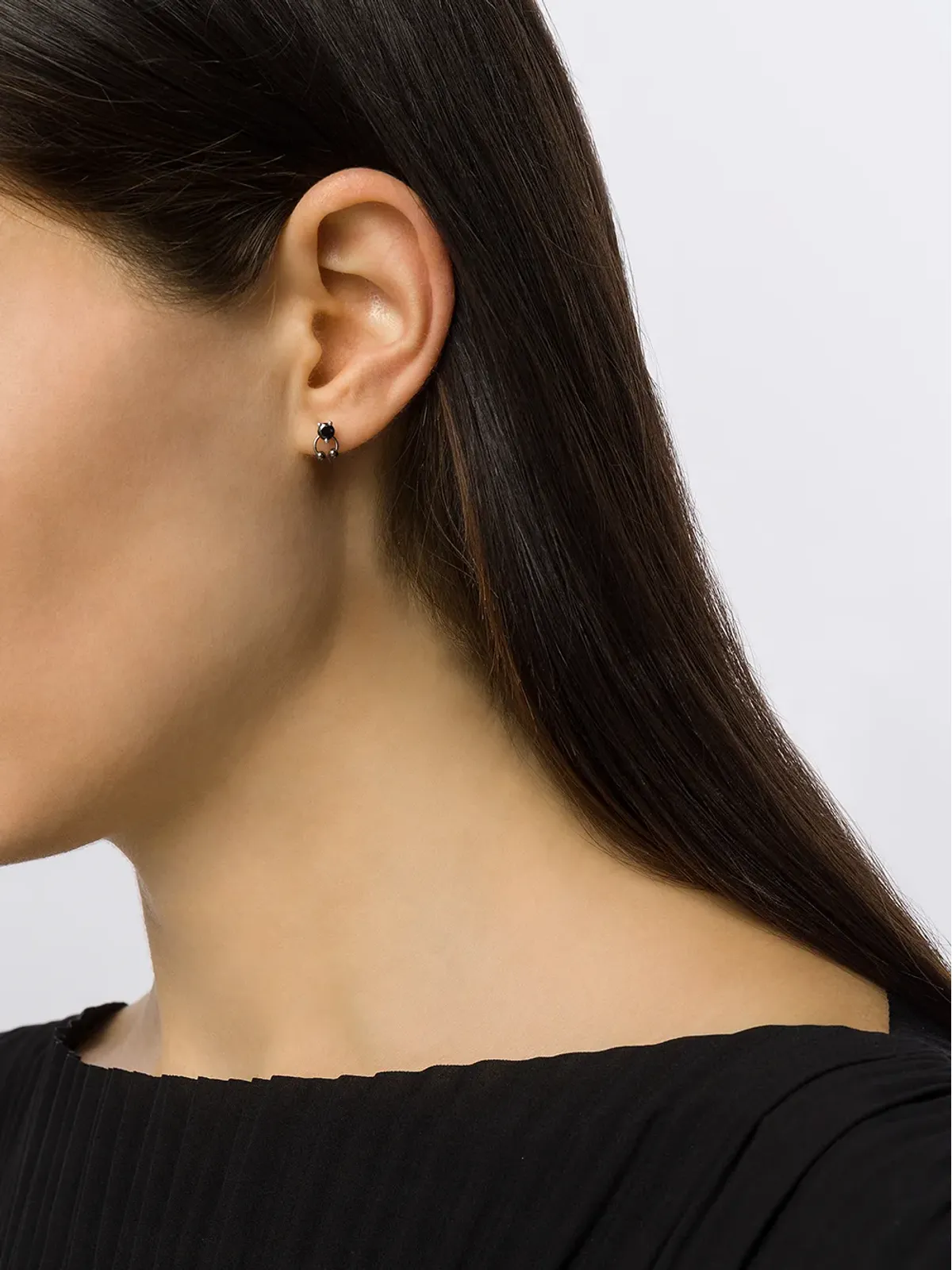 Delfina Delettrez 18ktホワイトゴールド製 ツーインワン ピアス - ブラックダイヤモンド スタッド - 画像2