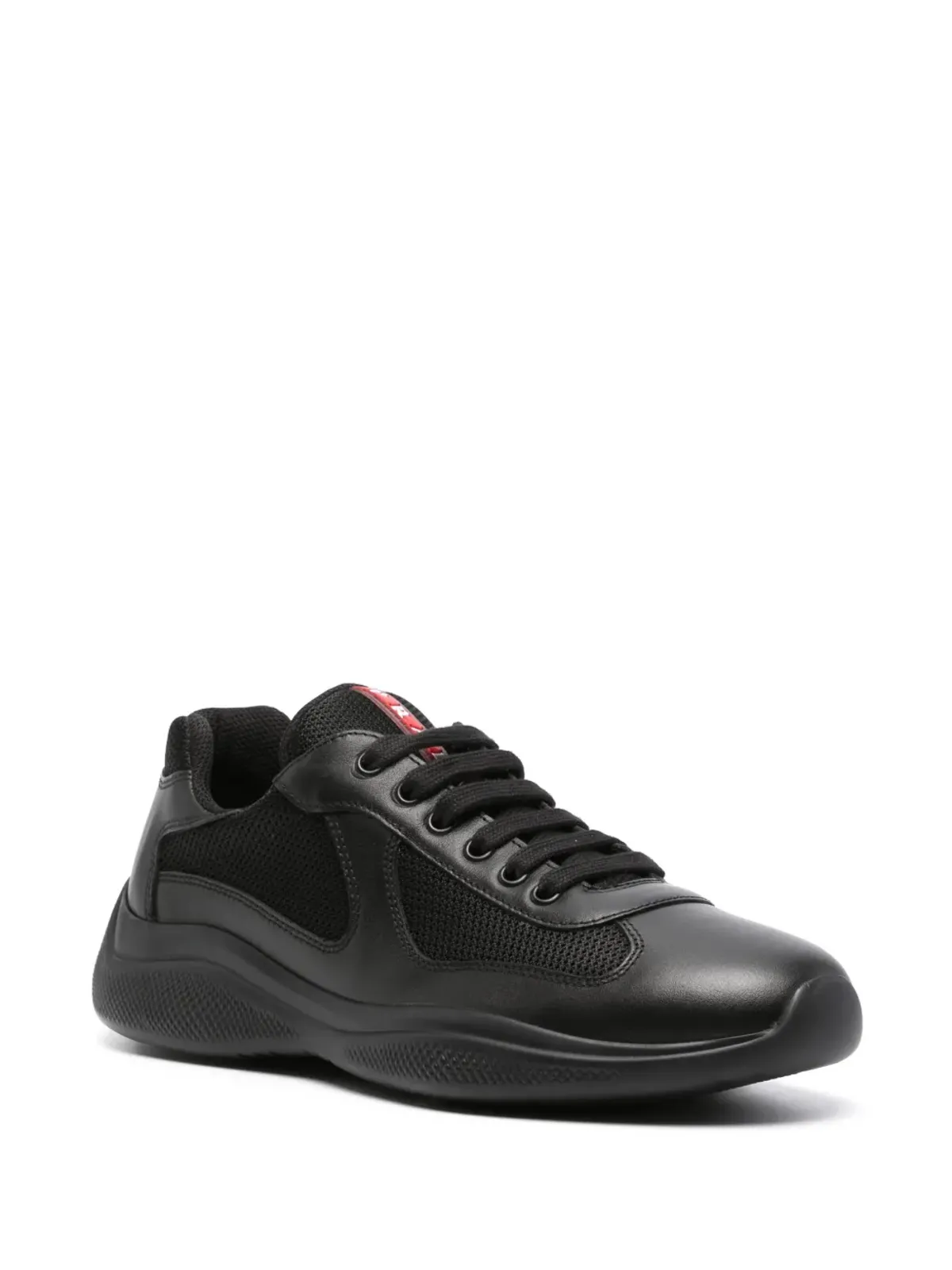 Prada レースアップレザースニーカー - ブラック - 画像2