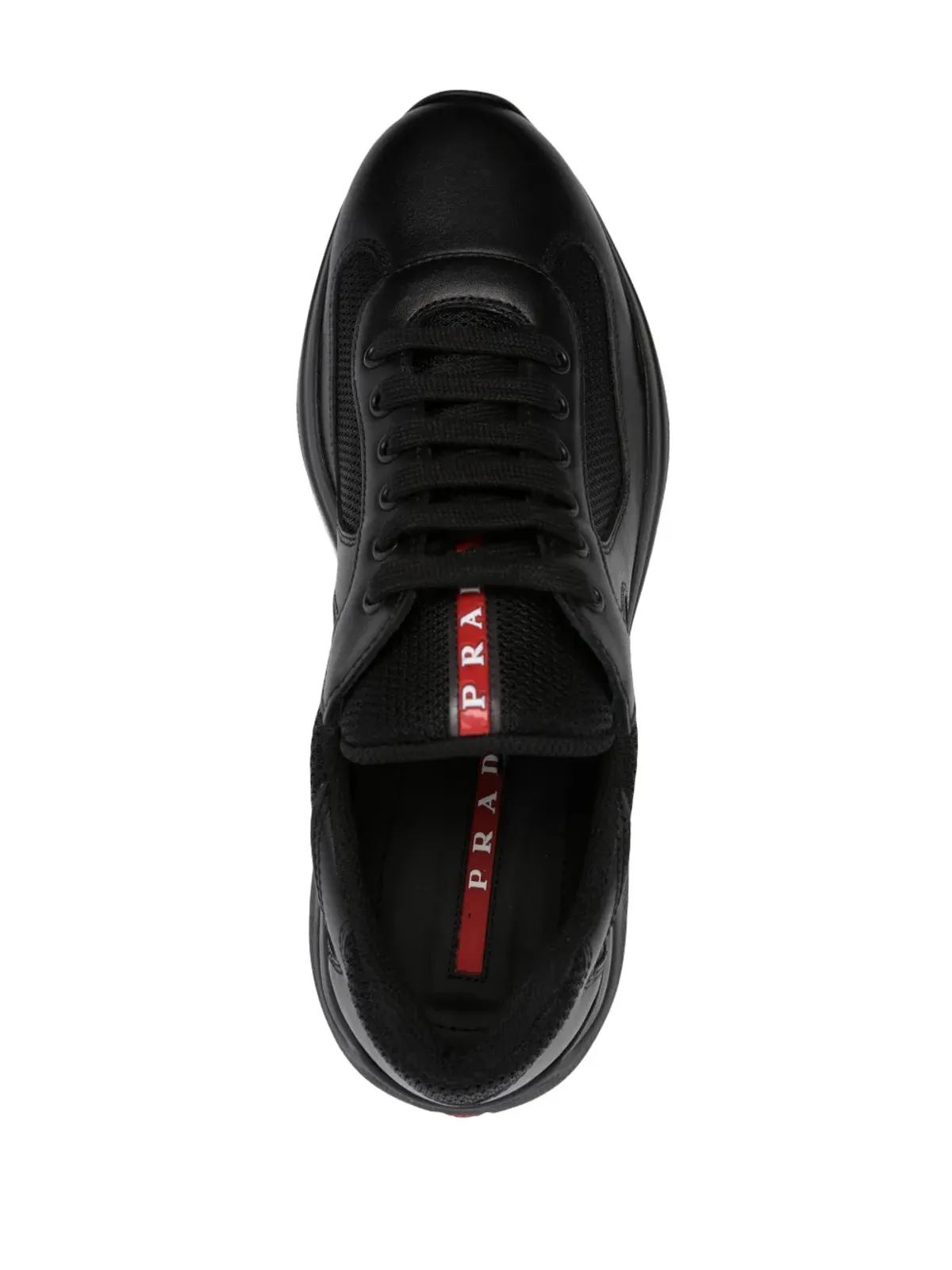 Prada レースアップレザースニーカー - ブラック - 画像4