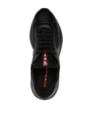 Prada レースアップレザースニーカー - ブラック - サムネイル4