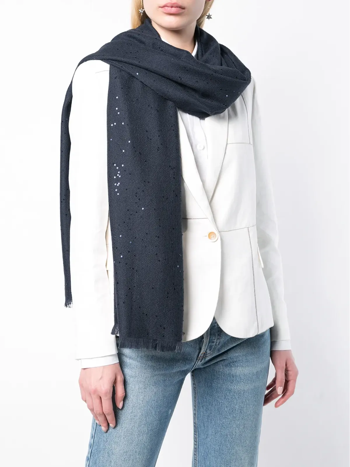 Brunello Cucinelli スパンコール装飾入りスカーフ - 画像2