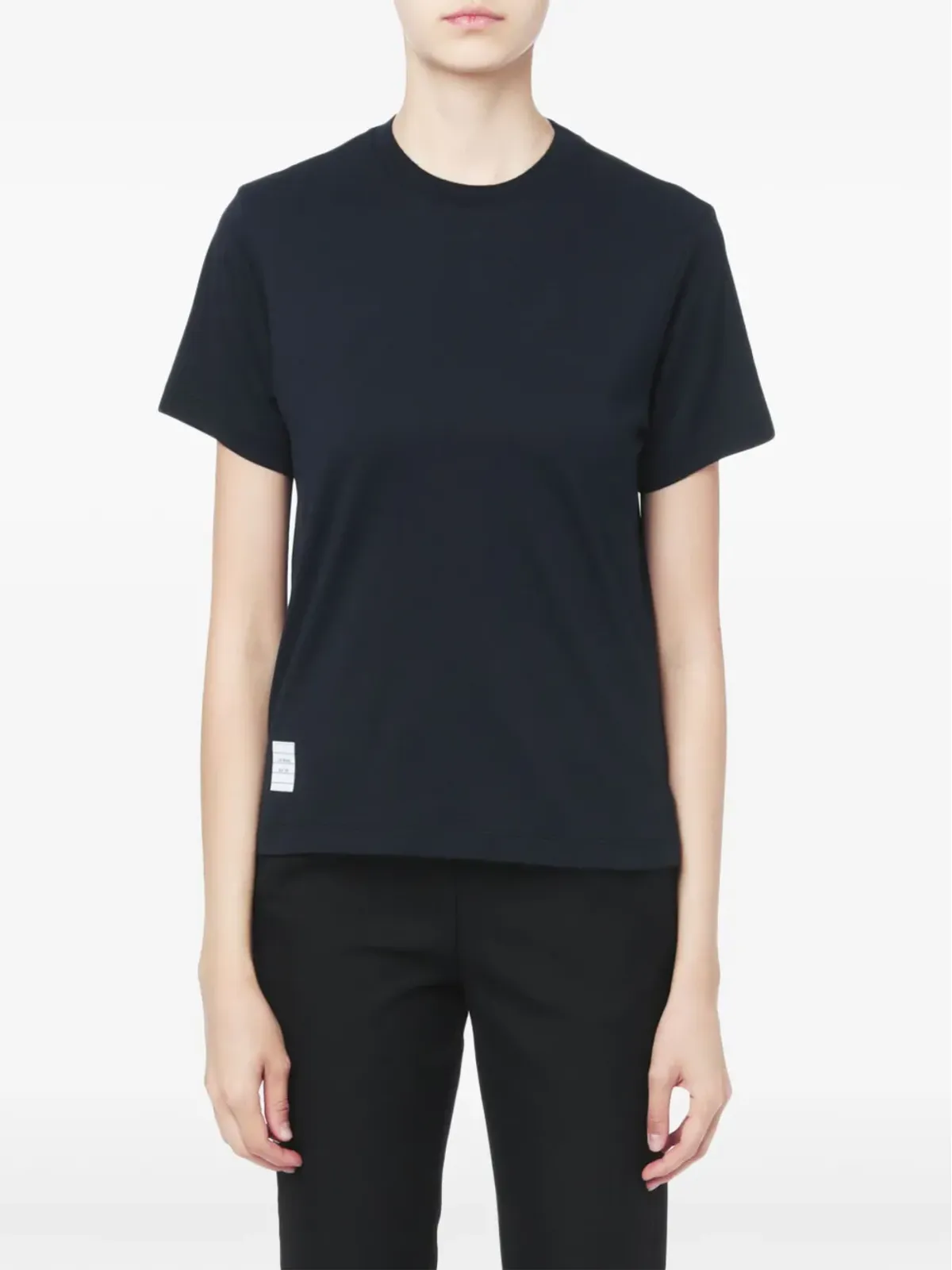 Thom Browne スライドスリット入り リラックスネイビーTシャツ - 画像2