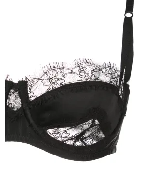 Kiki de Montparnasse レース入りインセットシルク バルコネットブラ - ブラック - サムネイル3