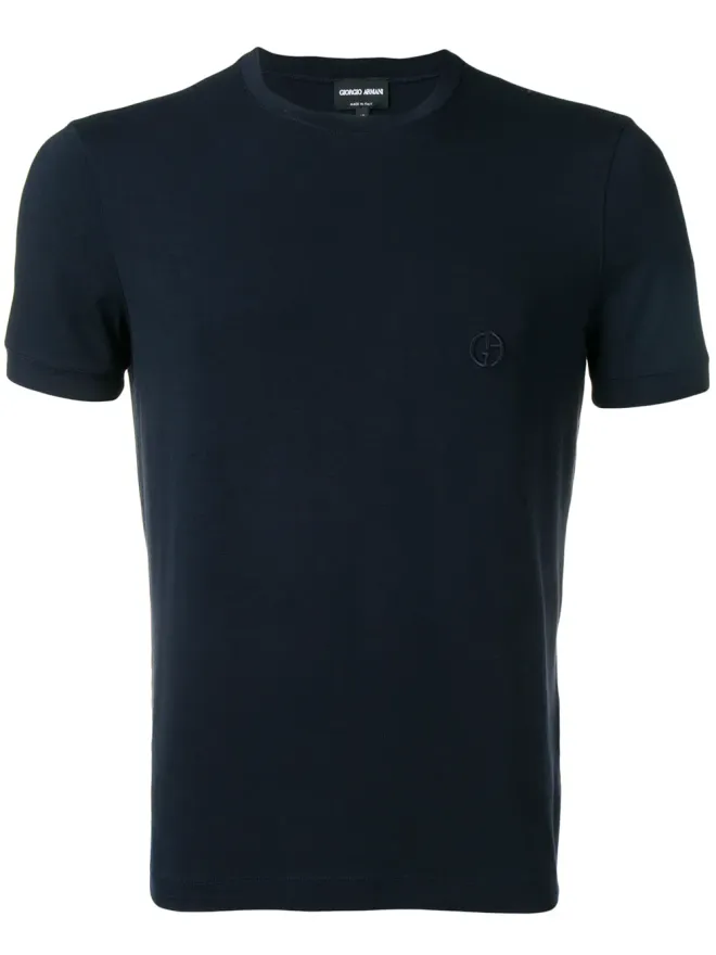 Giorgio Armani Giorgio Armani ネイビー ロゴ刺繍入りTシャツの商品画像