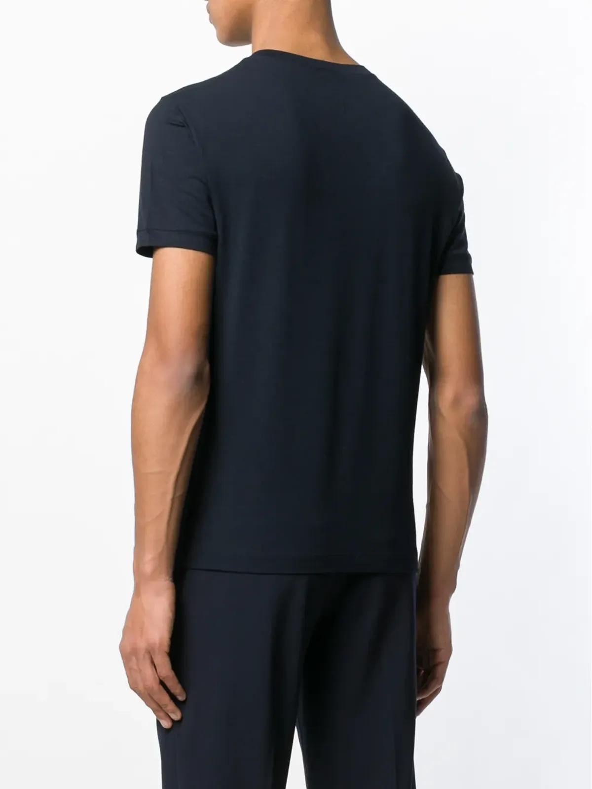 Giorgio Armani ネイビー ロゴ刺繍入りTシャツ - 画像4
