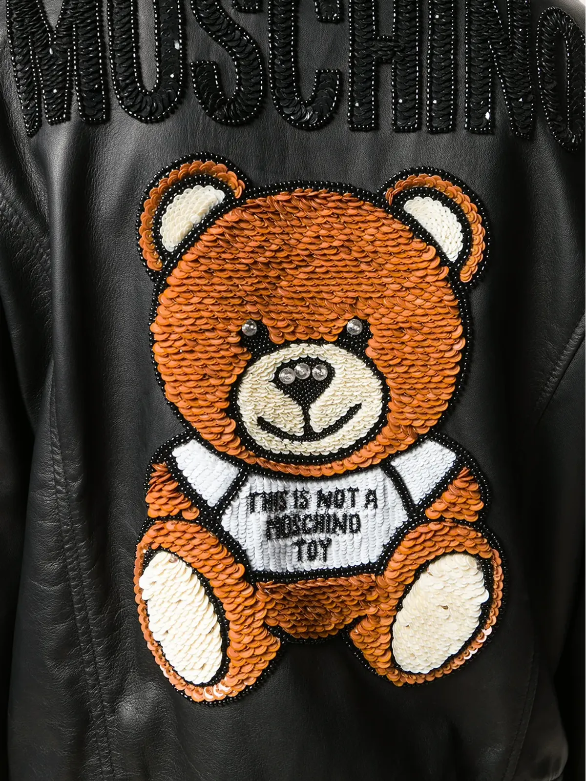 Moschino ベア ロゴ レザー ジャケット - 画像5