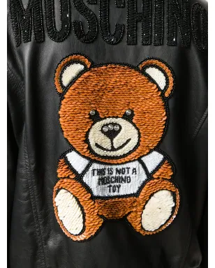 Moschino ベア ロゴ レザー ジャケット - サムネイル5