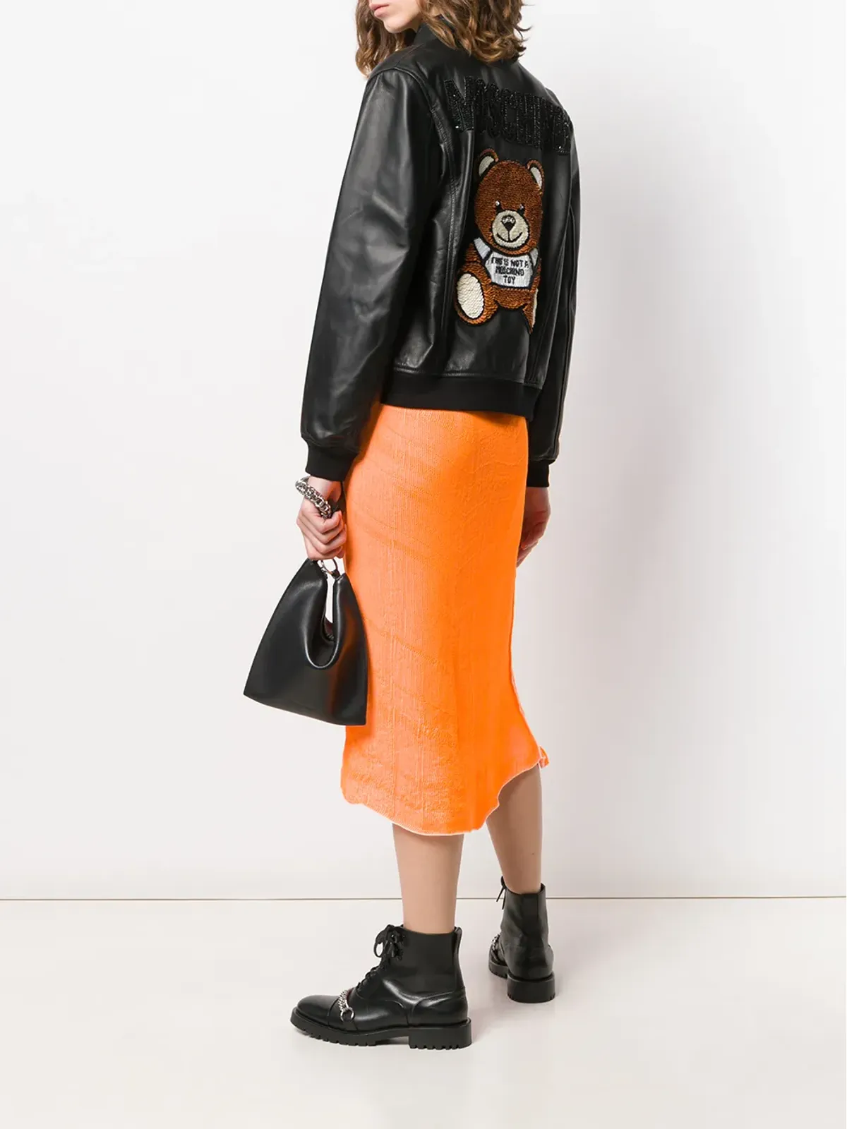 Moschino ベア ロゴ レザー ジャケット - 画像2