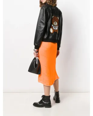 Moschino ベア ロゴ レザー ジャケット - サムネイル2