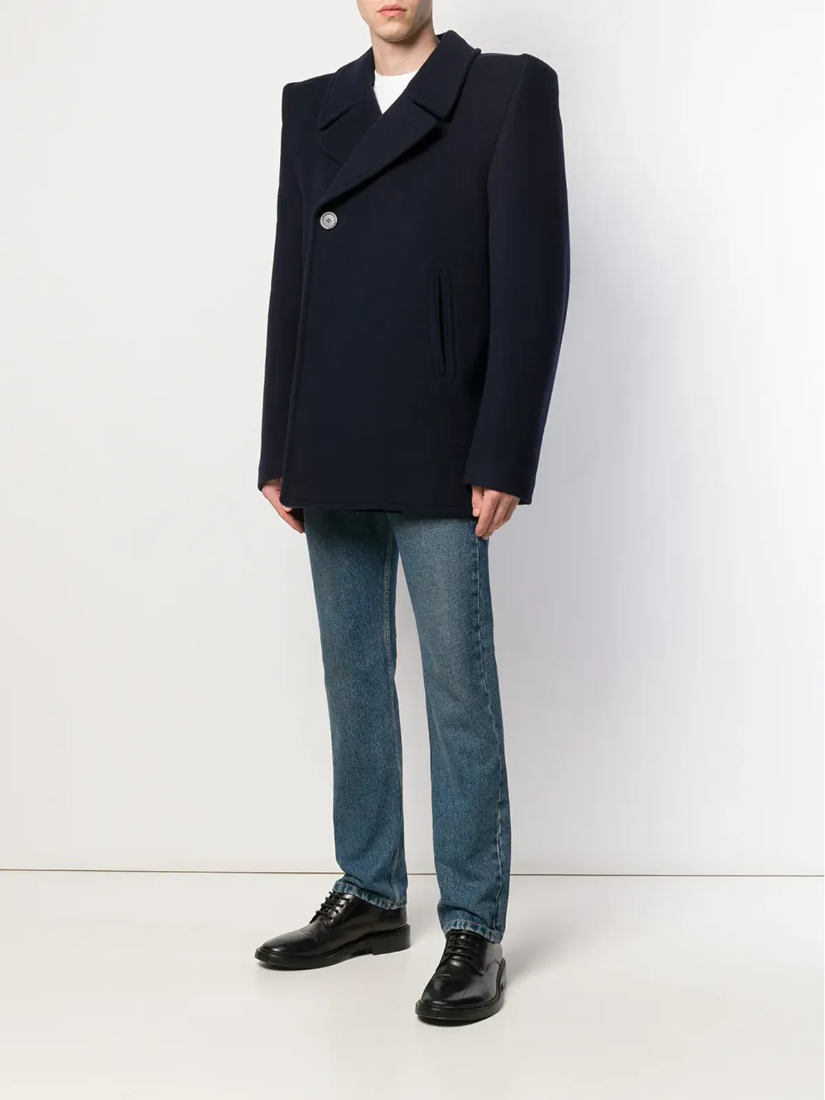 Balenciaga スクエアショルダー・ショートピーコート - 画像2