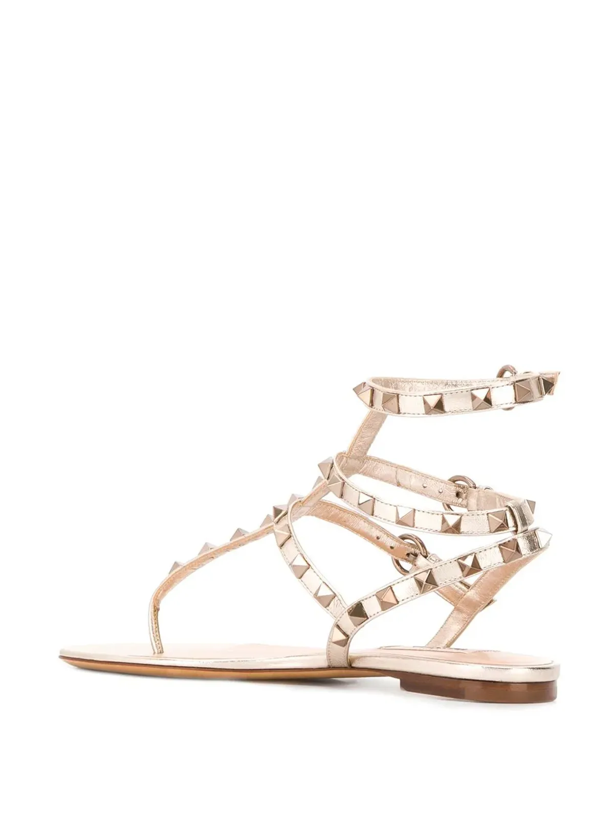 Valentino Garavani ロックスタッド メタリック サンダル - ベージュ - 画像3