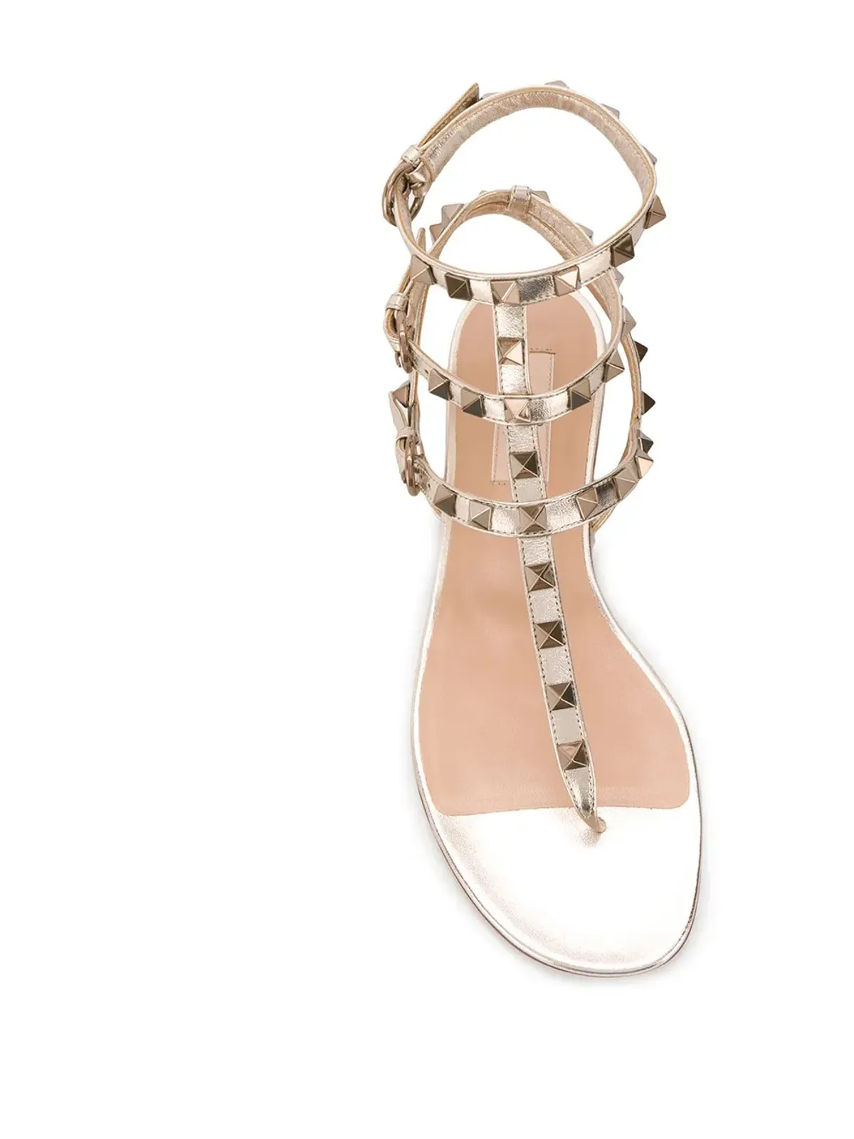 Valentino Garavani ロックスタッド メタリック サンダル - ベージュ - 画像4