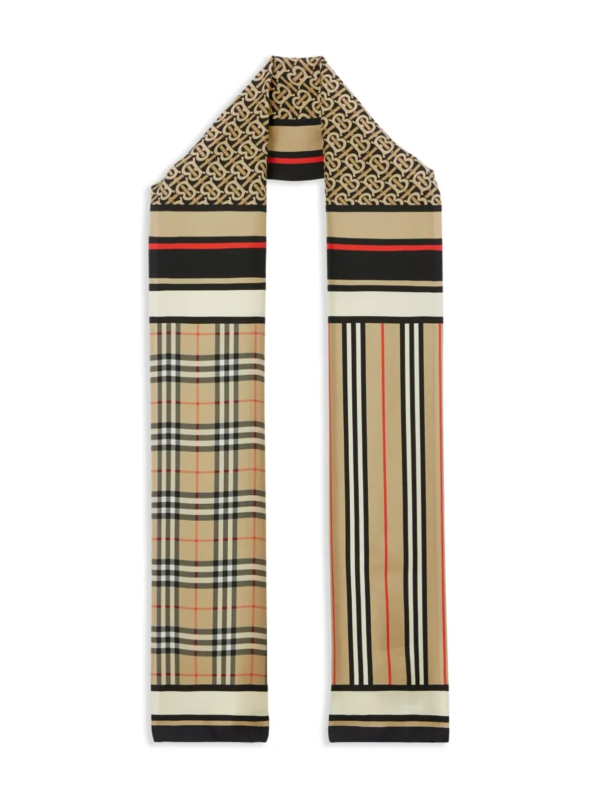 Burberry モノグラム・アイコンストライプ・チェック柄シルクスカーフ - ニュートラル - 画像5