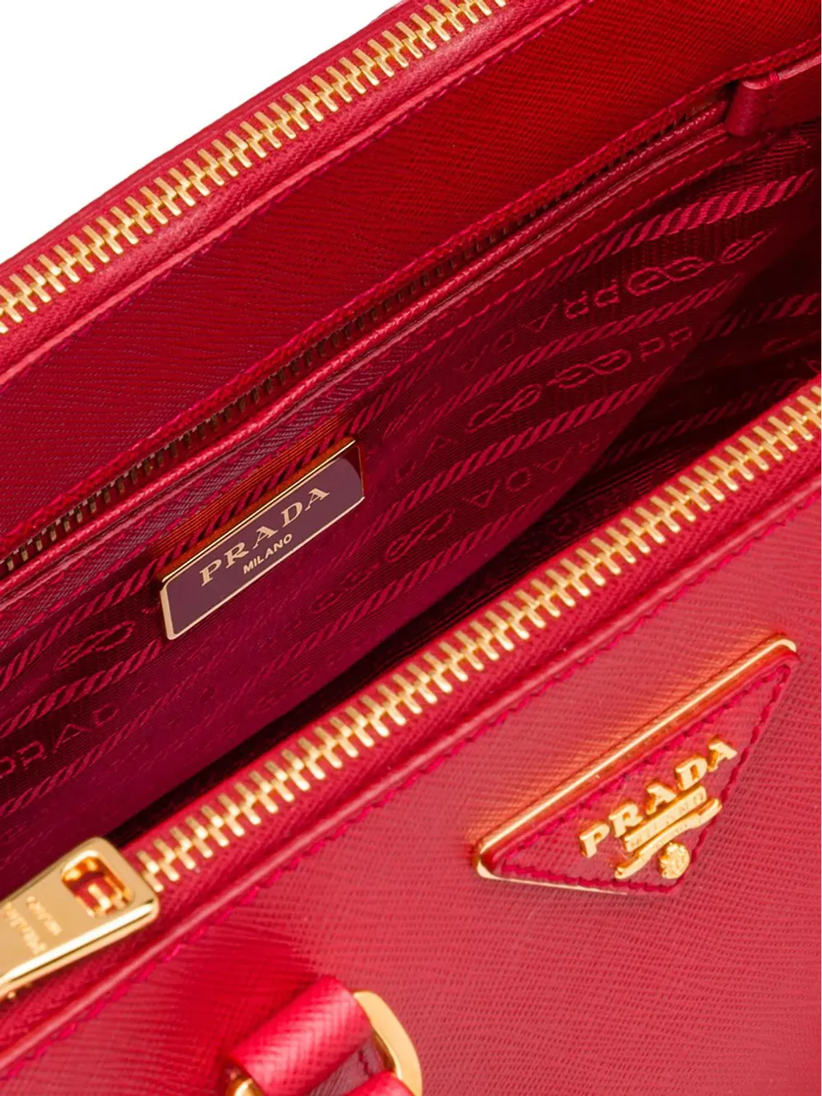 Prada ガレリア レザー トートバッグ レッド - 画像5