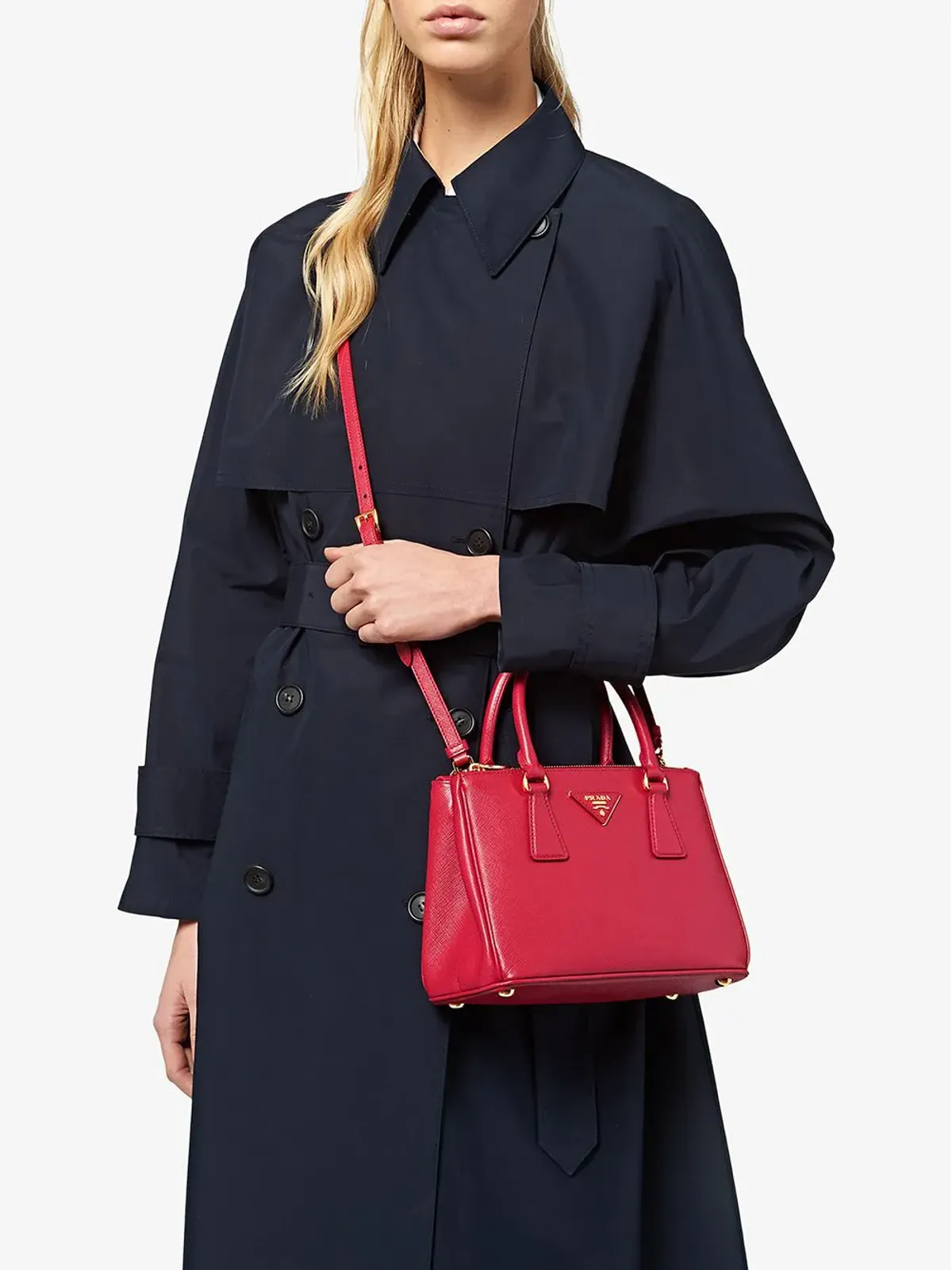 Prada ガレリア レザー トートバッグ レッド - 画像2