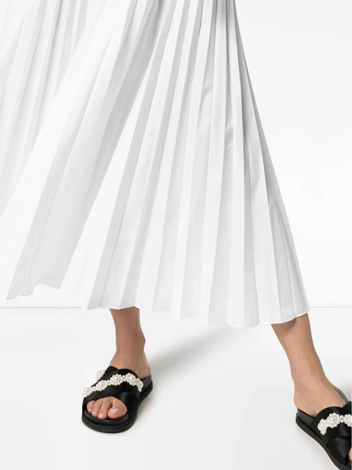 Valentino Garavani プリーツコットン混ポプリンのドレス - 画像5